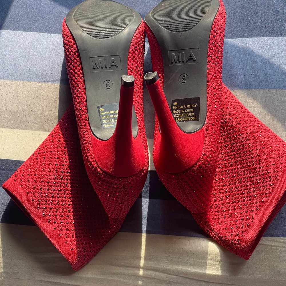 MIA Red Heeled Boots side 9 women - Picture 6 of 14